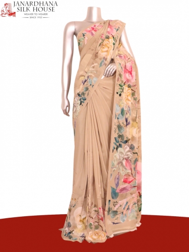 Floral  Pure Crepe Silk Saree